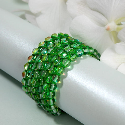 Lune verdoyante | Argent | Bracelet Verre Double Galaxie